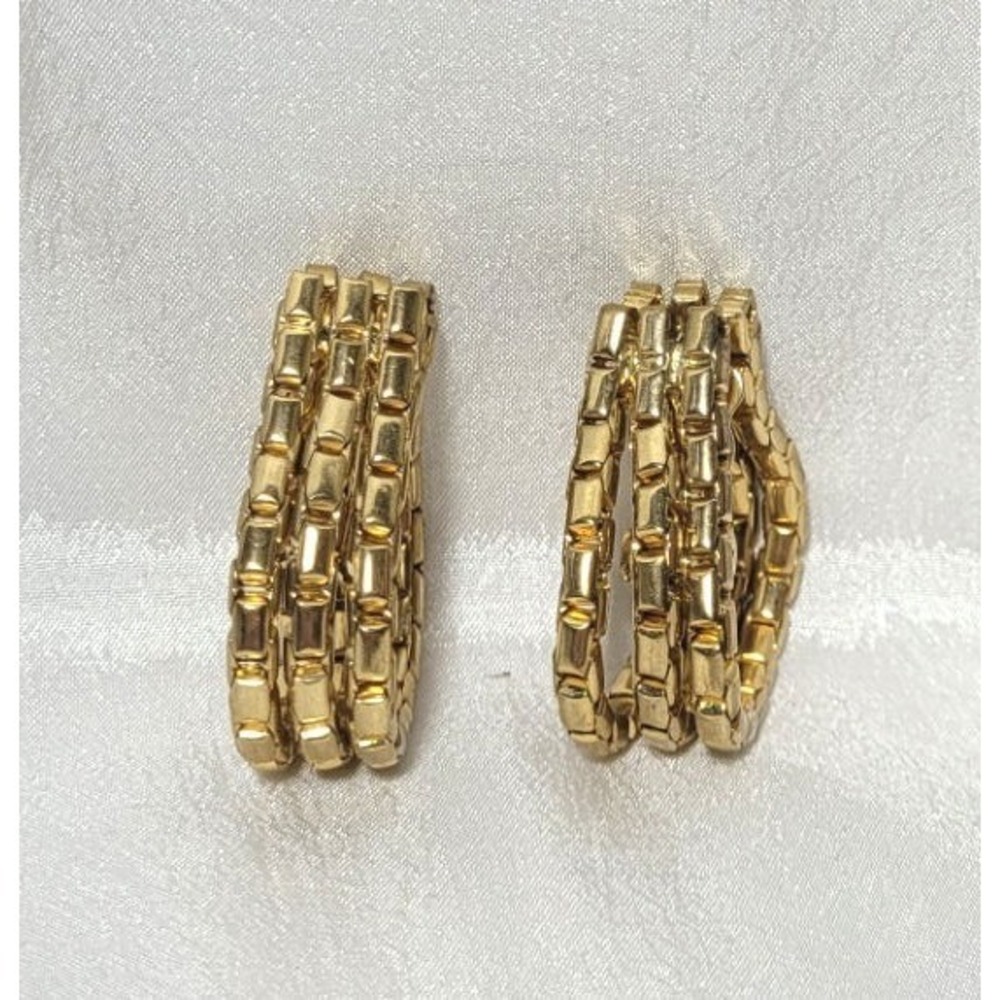 Kenneth Lane Gold Tone Triple Chain Clip-on‎ Earrings